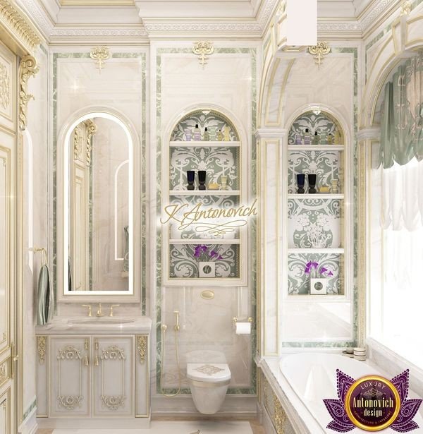 Elegant marble bathroom with freestanding tub
