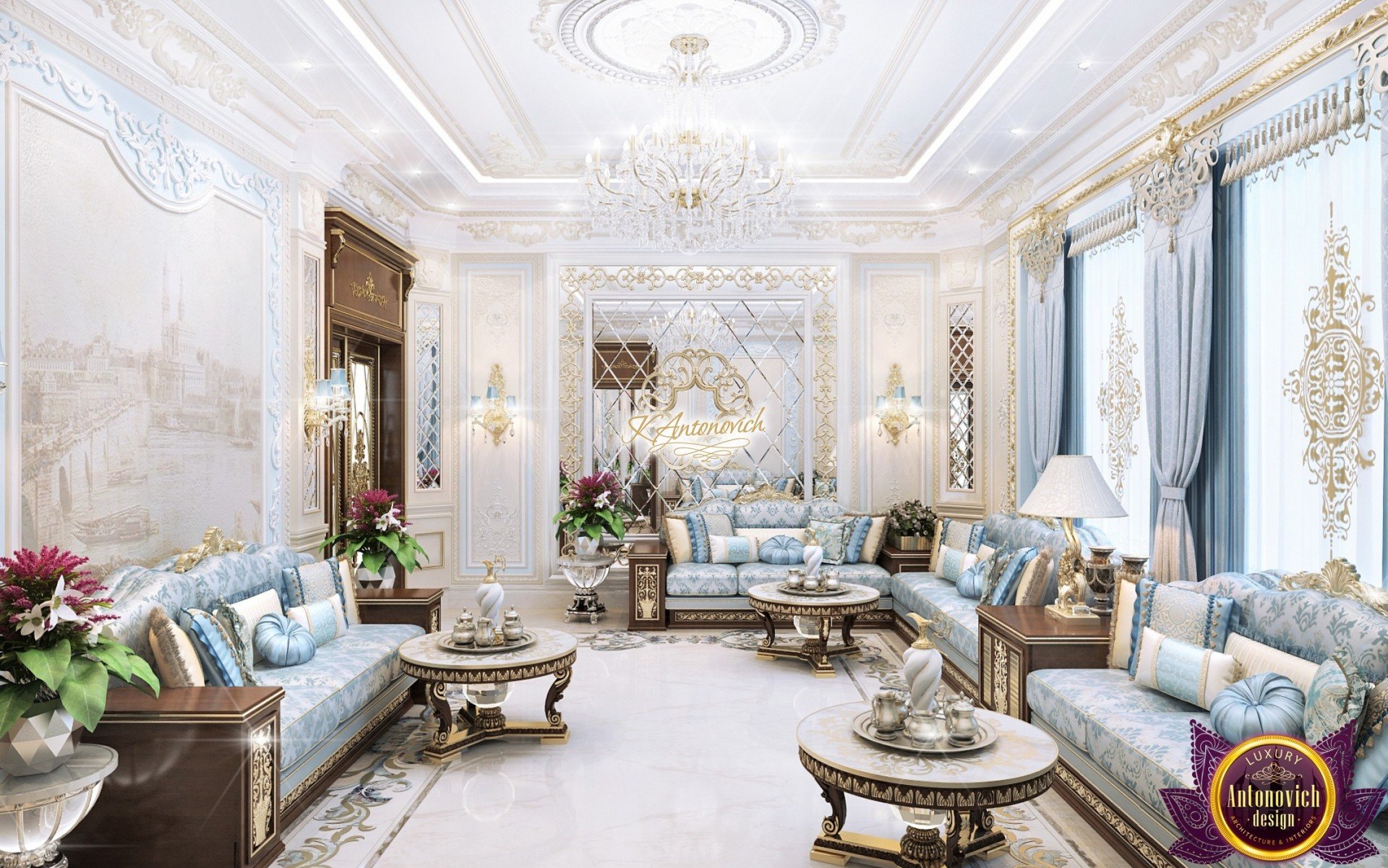 Stylish Majlis interior with a blend of contemporary and classic styles