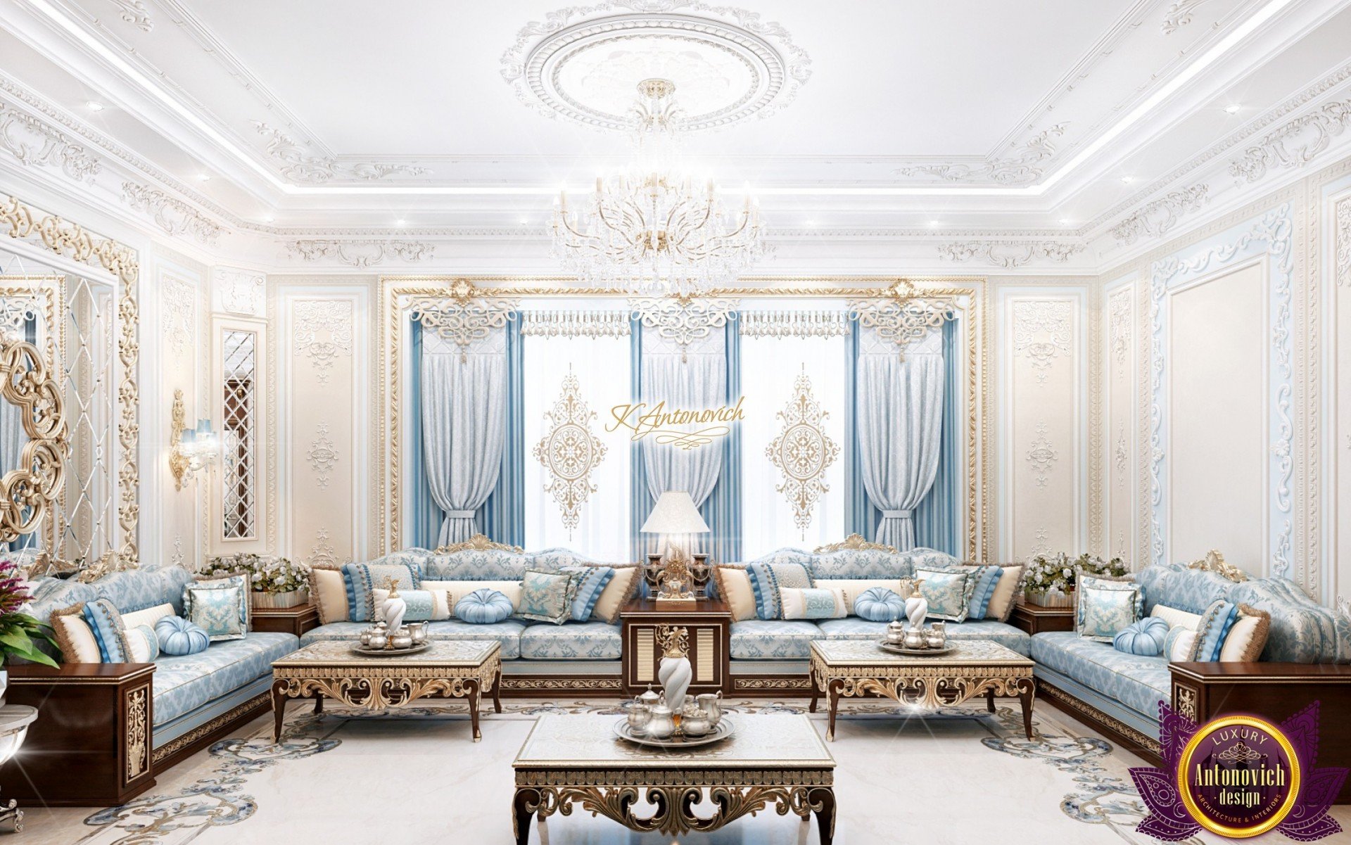 Elegant Majlis seating arrangement with plush cushions