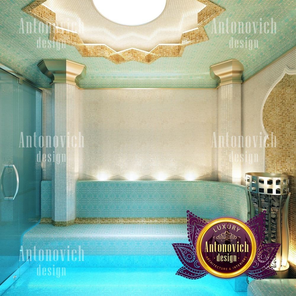 Luxurious spa-inspired sauna with mood lighting