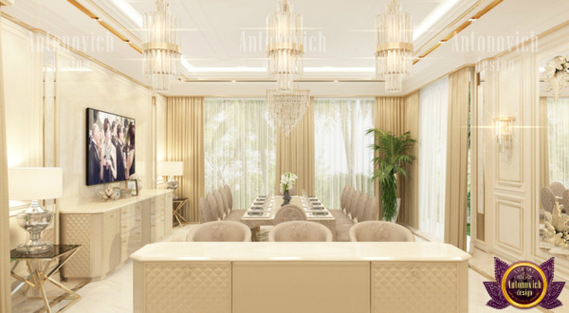 Elegant lobby design featuring modern art and plush seating