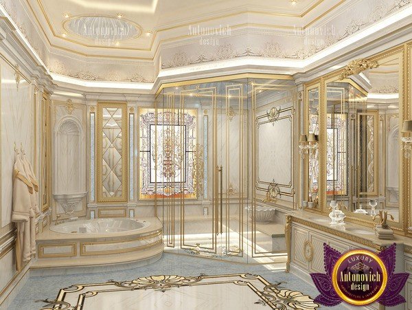 Elegant marble master bathroom in a Dubai villa