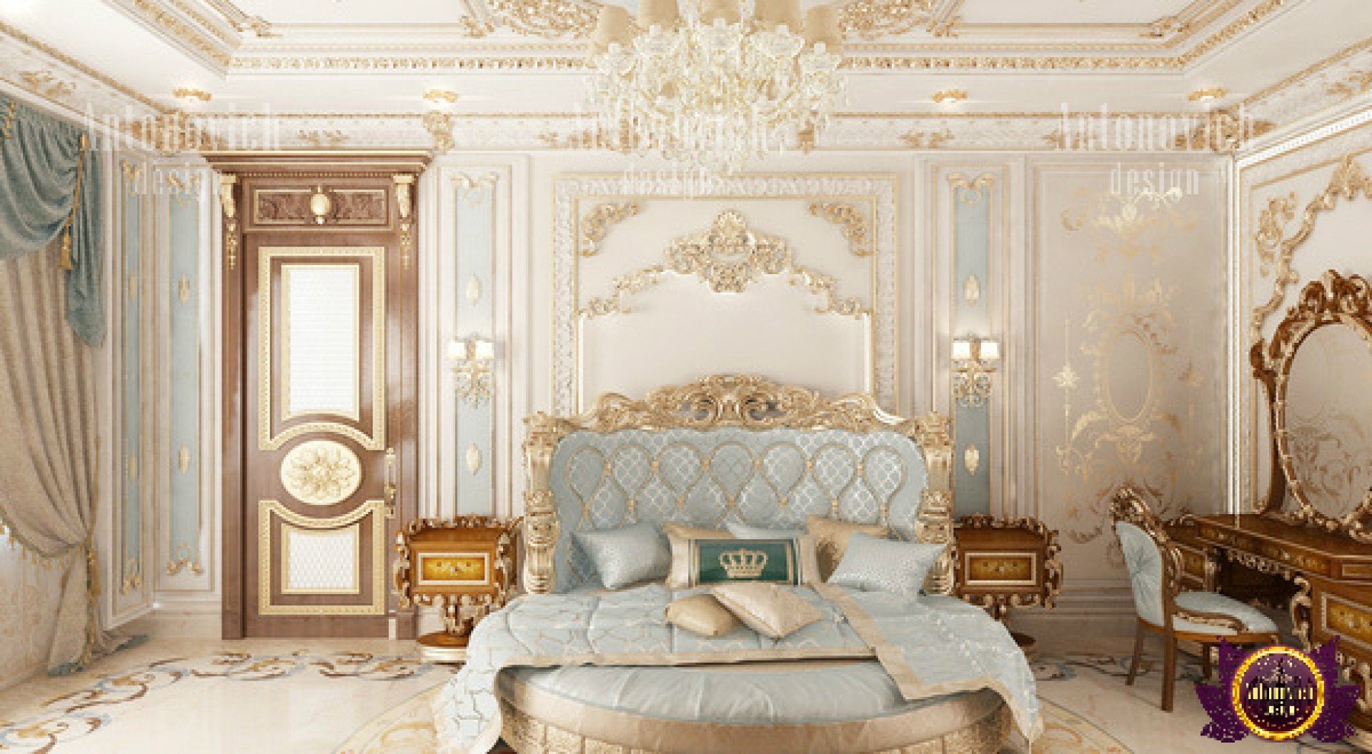 Spacious and airy bedroom design in UAE with a touch of glamour