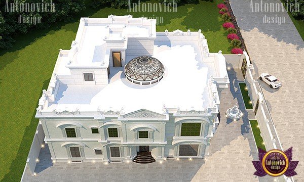 Breathtaking aerial view of a palatial estate