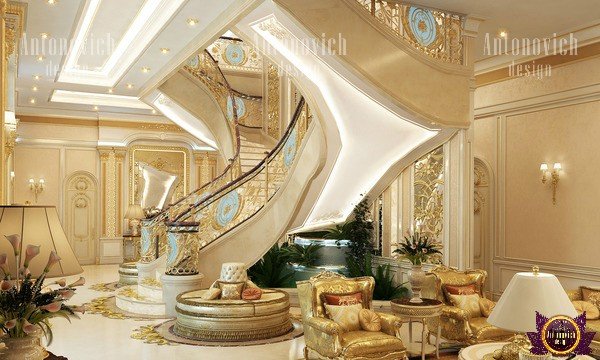 Elegant living room designed by Luxury Antonovich Design