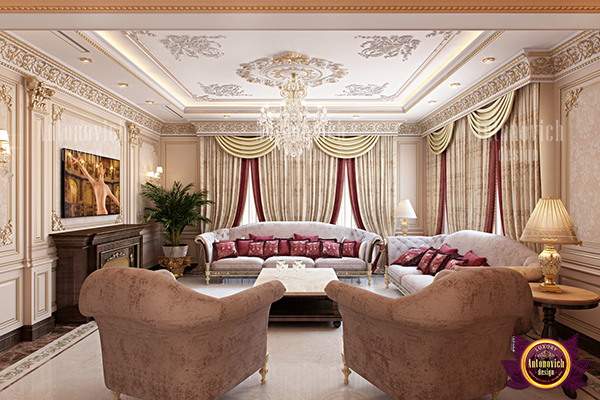 Elegant living room with lavish furnishings and decor