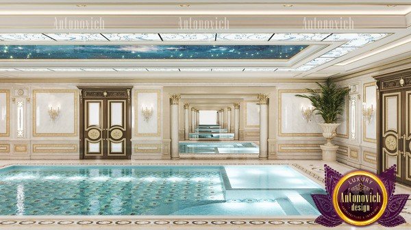 Elegant Roman-inspired pool with classic statues