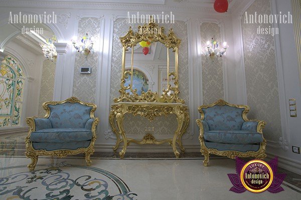 Elegant staircase with intricate railing in a deluxe mansion hall