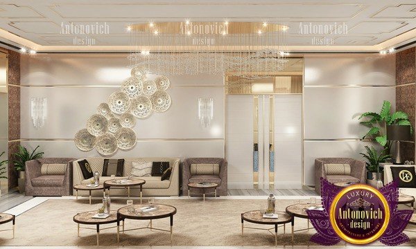 Elegant modern Majlis with plush seating and intricate design elements