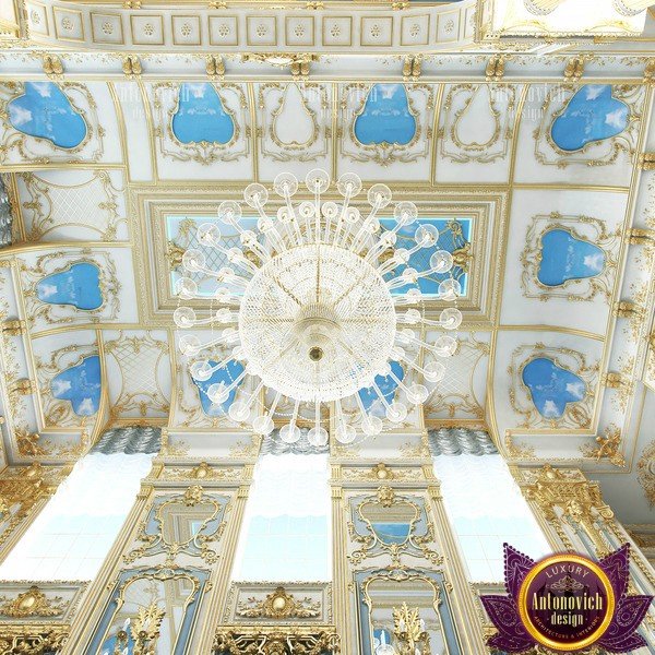 Opulent royal-inspired sitting room with chandelier