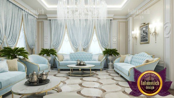 Chic Dubai-style living room with gold accents and modern furniture