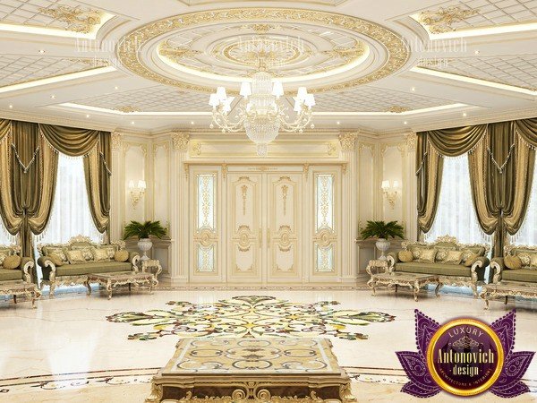 Nigerian royal living room with gold accents