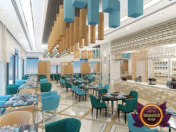 Elegant restaurant with floor-to-ceiling windows