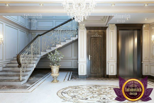 Classic entrance design with grand staircase and luxurious details