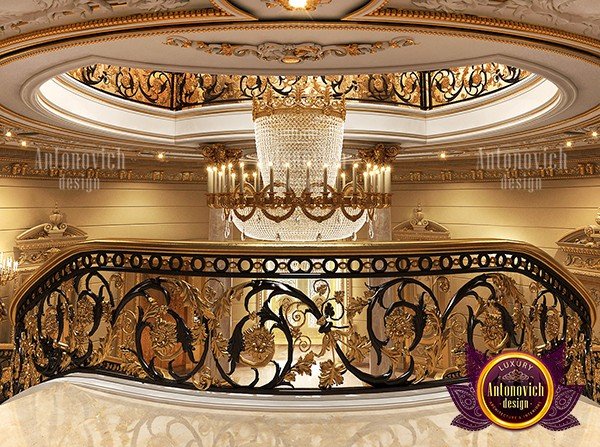 Regal hall design with a grand piano and luxurious drapery