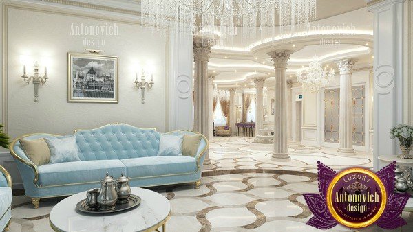 Elegant living room design featuring Dubai's iconic skyline