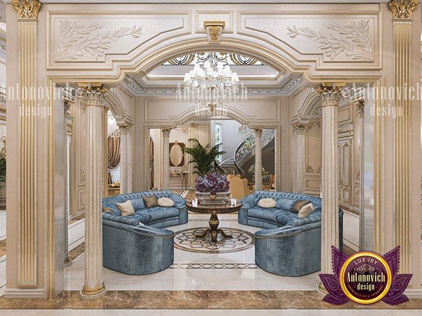 Sophisticated living room with plush velvet sofa