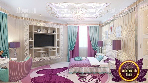 Creative pink wall art in a child's bedroom