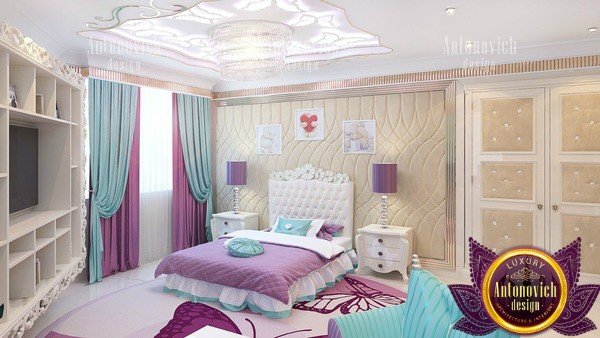 Chic pink and white themed children's bedroom