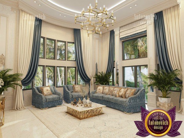 Elegant living room designed by Noble Hall Design Dubai