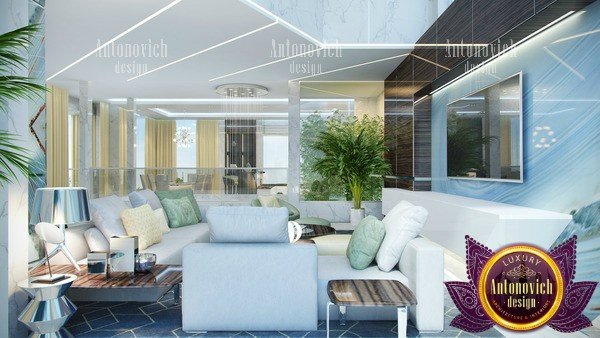 Stunning Dubai lounge with lavish gold accents and plush seating