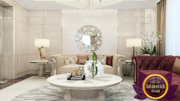 Elegant minimalist living room with floor-to-ceiling windows