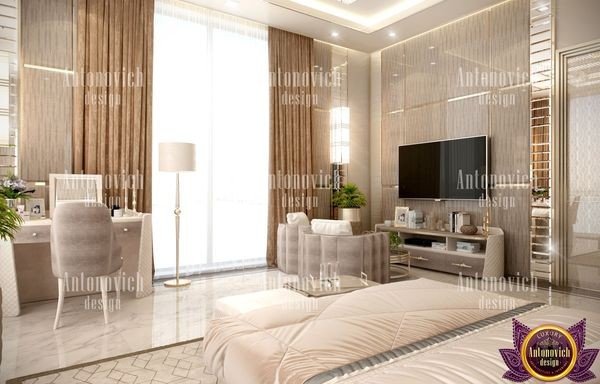 Chic New York bedroom with luxurious bedding