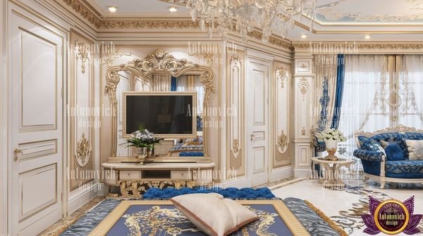 Opulent master bedroom design with lavish furnishings by Katrina Antonovich