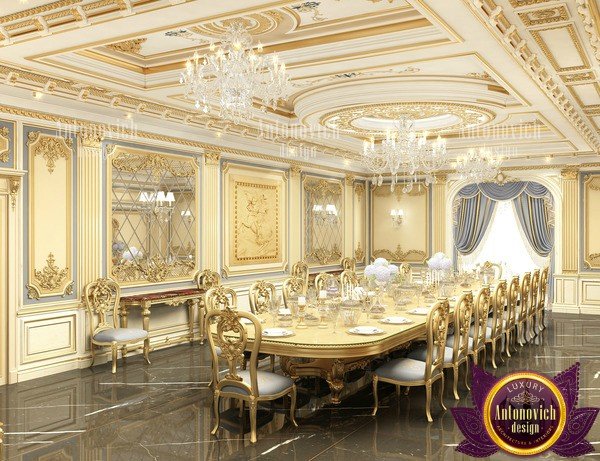 Luxurious classic dining room with crystal chandelier