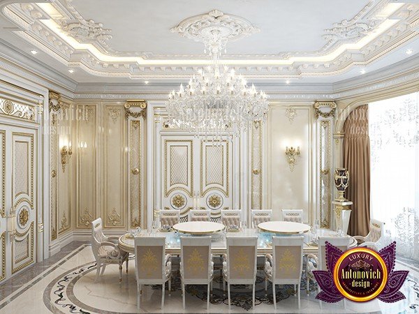 Luxurious classic dining room with crystal chandelier