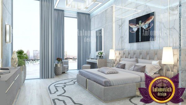 Minimalist modern gray bedroom with sleek furniture