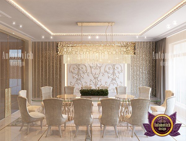 Modern white and gold dining room chandelier