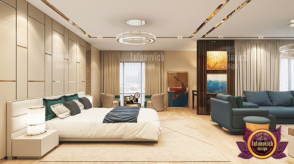 Chic bedroom interior with a touch of glamour and sophistication