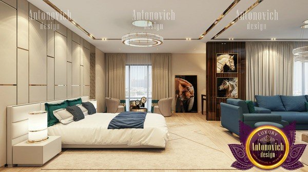 Luxurious contemporary bedroom with plush textiles