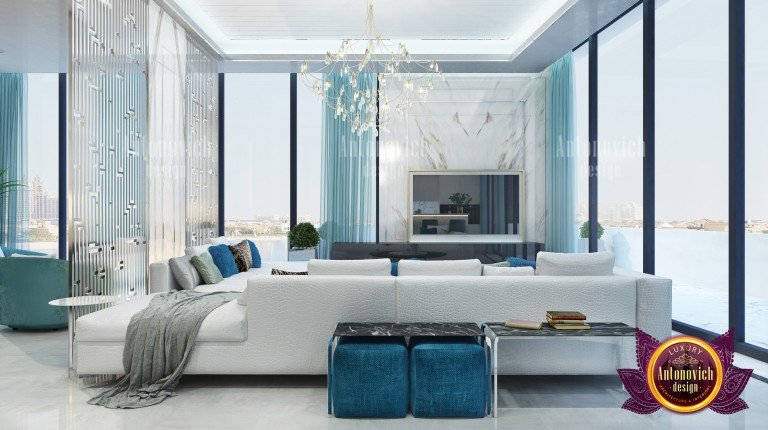 Chic living room with subtle pops of color