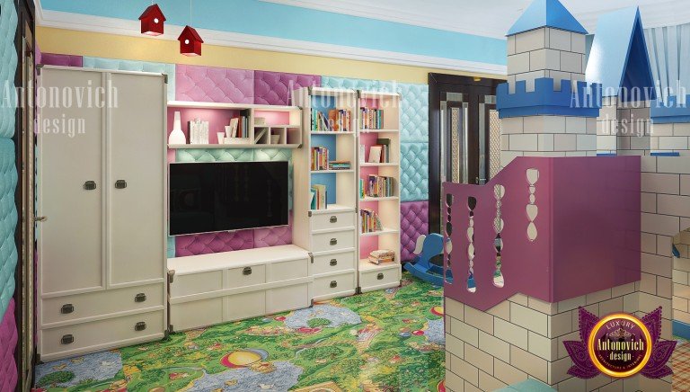 Colorful children's playroom with educational toys and activities