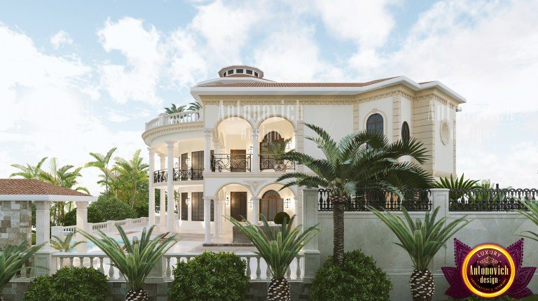 Timeless villa exterior with a beautiful courtyard