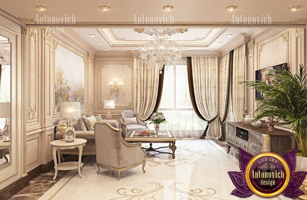 Luxurious living room with plush seating and stylish decor