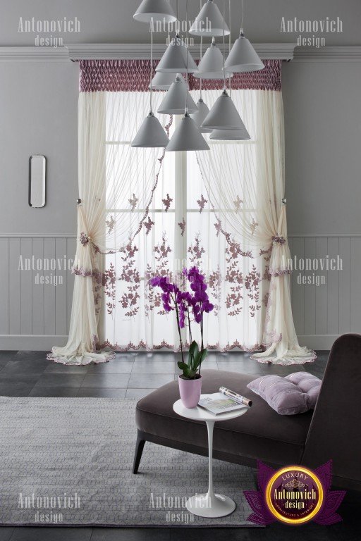 Luxurious silk curtain with intricate embroidery and tassels