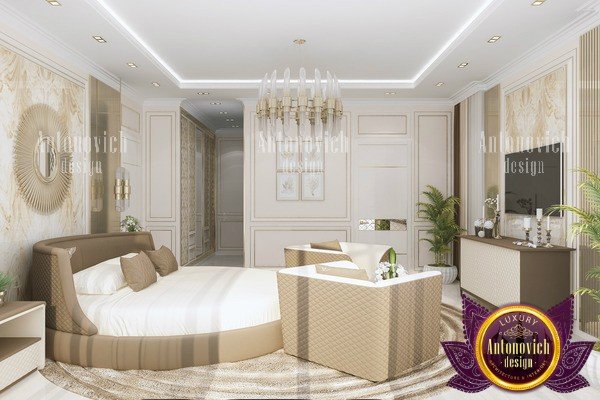Elegant minimalist bedroom with floor-to-ceiling windows