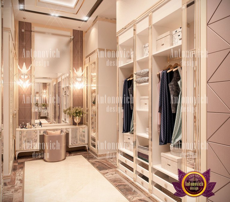Elegant walk-in closet designed and manufactured in UAE