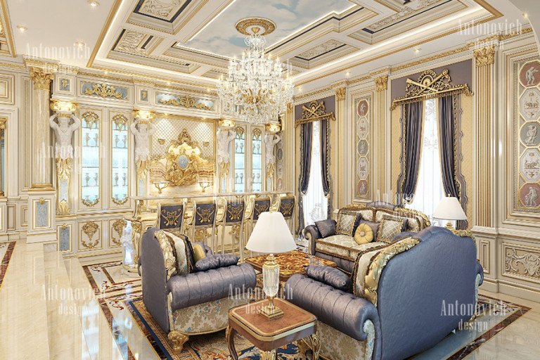 Elegant living room in a Royal Style Villa