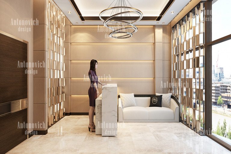 Luxurious hotel lobby designed by professional fit out contractors