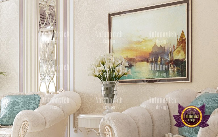 Elegant living room with lavish furnishings and decor