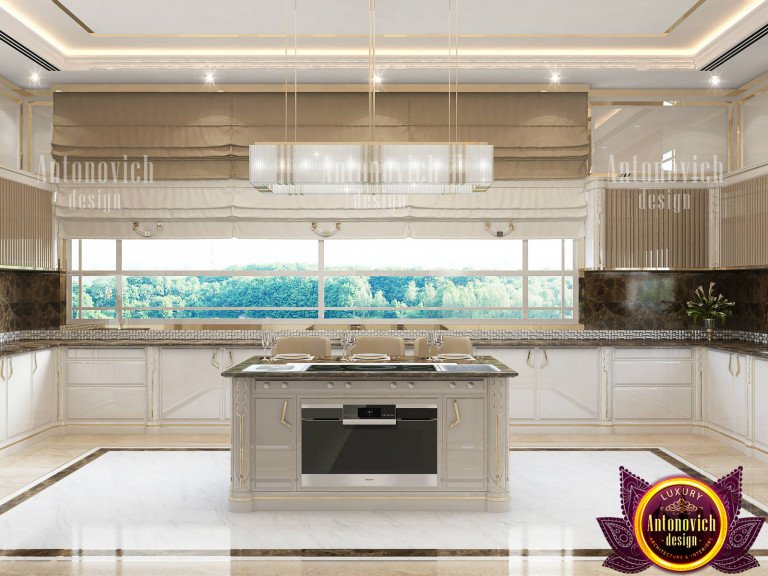 Contemporary kitchen with island and pendant lighting
