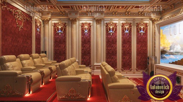 Vintage-style home theater with elegant lighting
