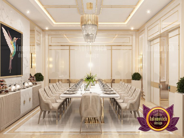 Stylish and luxurious dining area with plush seating