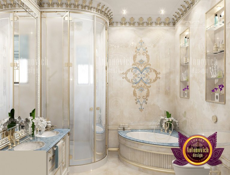 Modern bathroom vanity with sleek design and stylish fixtures