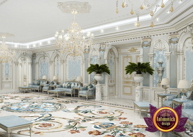 Exquisite Majlis interior design featuring gold accents