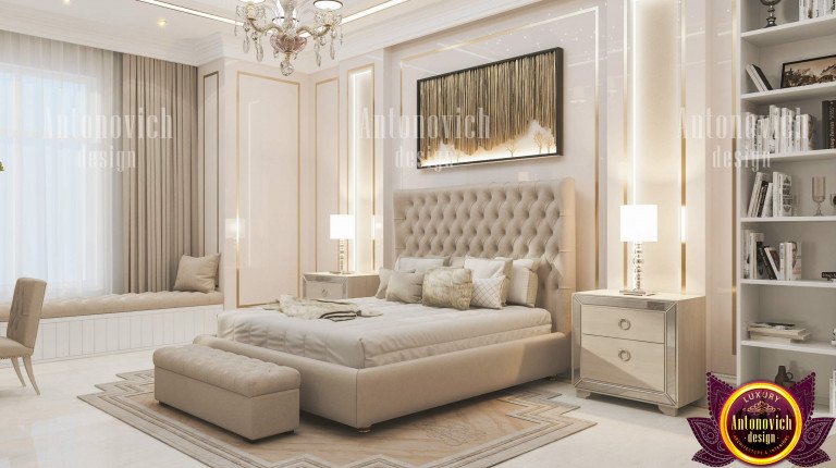 Elegant bedroom seating area with cozy armchair